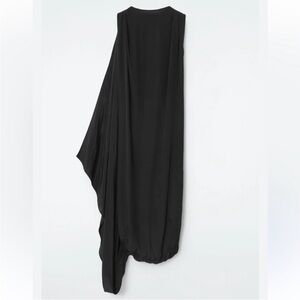 COS Draped Bubble Midi Dress Black Silk Blend Size 10